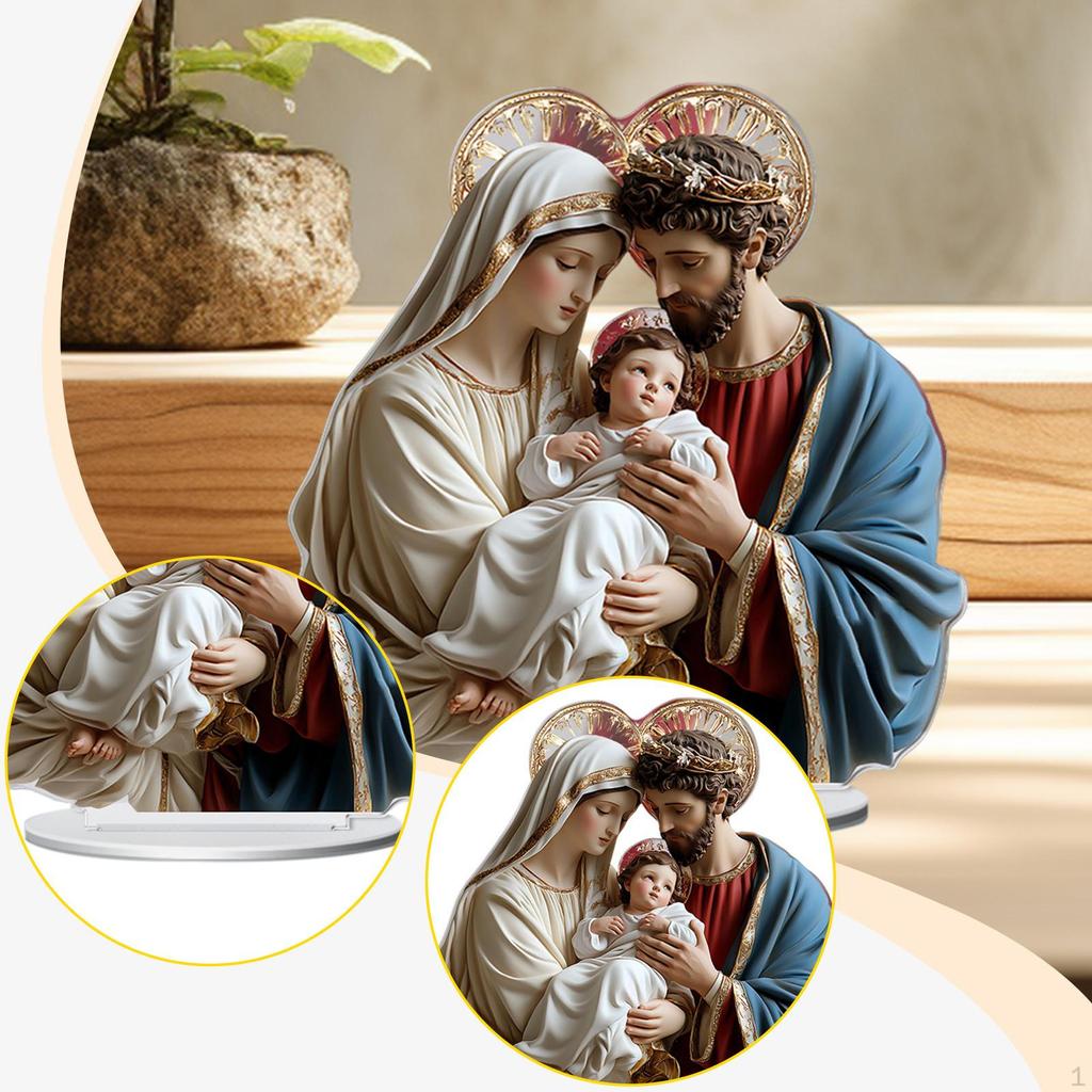 2D Acrylic Ornament Art with Base Tabletop Artwork Decoration Sign for Bookshelf Desk