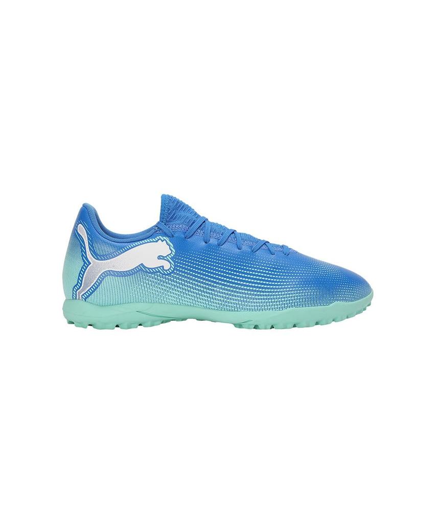 Футбольные бутсы Тренировочная обувь Future 7 Play TT 107943 2024 Цвет Hyperlink White см [Puma] Мужская Осень/Зима Синий/Мятный (01) +27,5