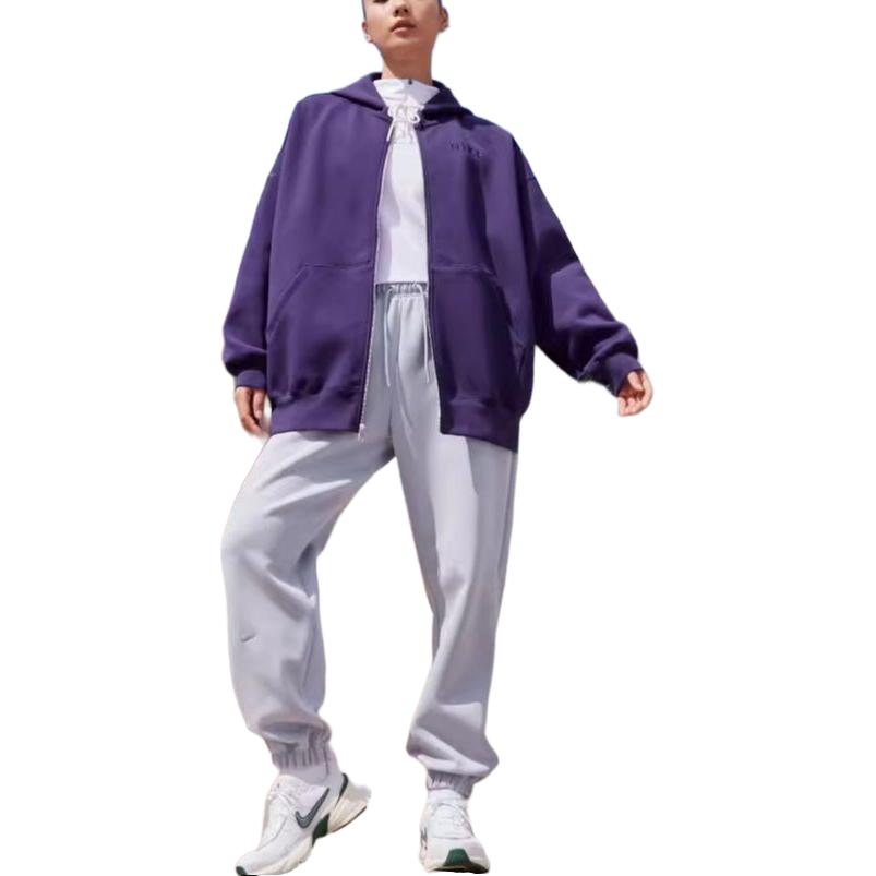 Nike Спортивная однотонная свободная повседневная куртка с капюшоном на молнии женские куртки чернильно-фиолетового цвета HF0422-555