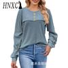 Women's Fashion Casual Autumn Winter Solid Color Print Long Sleeve O-Neck Blouses & Shirts