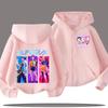 Grey Light Pink Fun Kpop Demon Hunter Hoodie Children's Clothing Zipper Hoodie Baby Casual Top