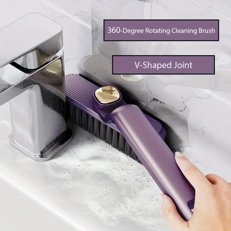 Многофункциональная вращающаяся щетка для чистки 2 в 1, V-образное соединение, 360-градусная жесткая щетина для чистки плитки в ванной и затирки на стенах