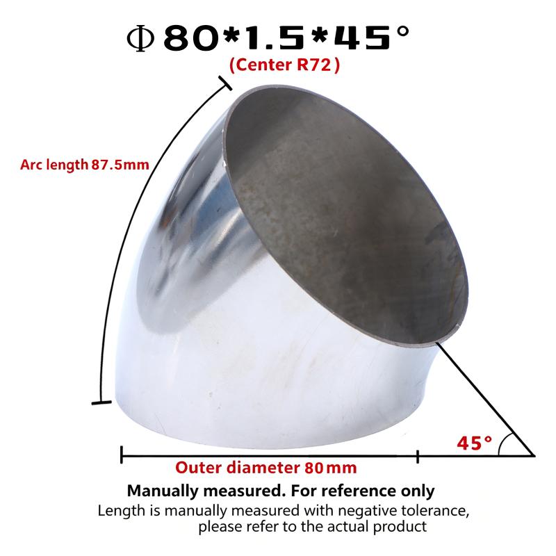 45° Weld Elbow Corrosion Resistant 304 Stainless Steel Butt Weld Pipe Fitting 16-80mm OD for Gas Pipelines