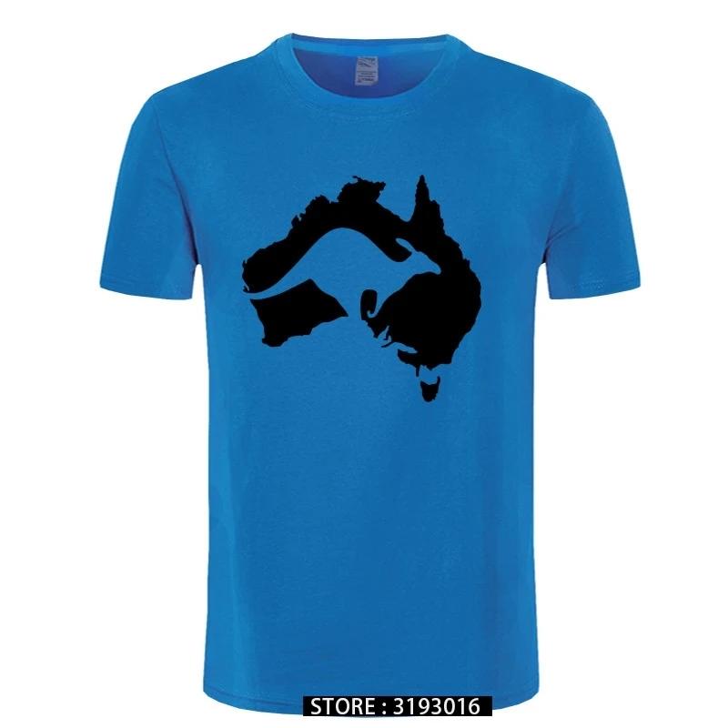Cool Australia Map Kangaroo T Shirt Men Cotton Oneck Hip Hop Tops Harajuku Streetweaarr Australia Tshirt