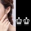 Cross Crown Zircon Women's Stud Earrings for Students Princess Imitation Allergic Earrings