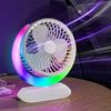 Desk Lamp Fan, 3 Speeds Adjustable Table Fans with Light, 1200mAh Rechargeable Travel Fan Colorful Night Light for Home Office
