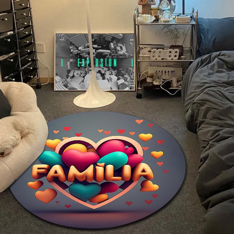 Statement Round Butterfly Multicolor Accent Rug, Non-Slip Floor Mat for Bedroom