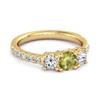 Peridot Triple Stone Pavé Band Ring - Sterling Silver Gold Vermeil