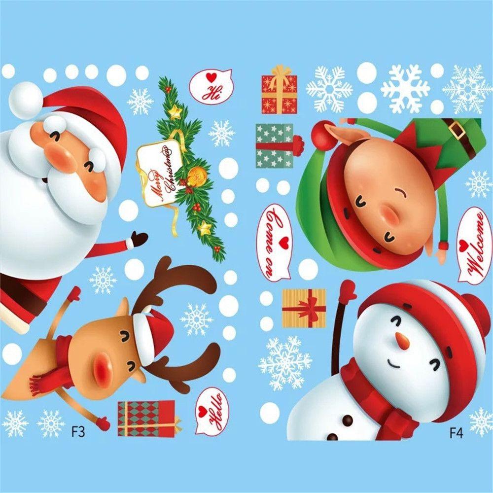 Xmas Merry Christmas New Year Santa Claus Window Sticker Murals Home Decals Christmas Wall Stickers