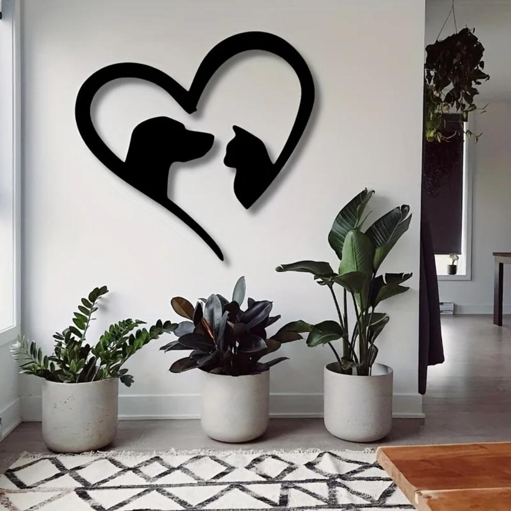 1 шт. настенное искусство из металла для домашних животных с изображением кошек и собак для внутреннего и наружного декора, идеальный подарок на новоселье для любителей домашних животных