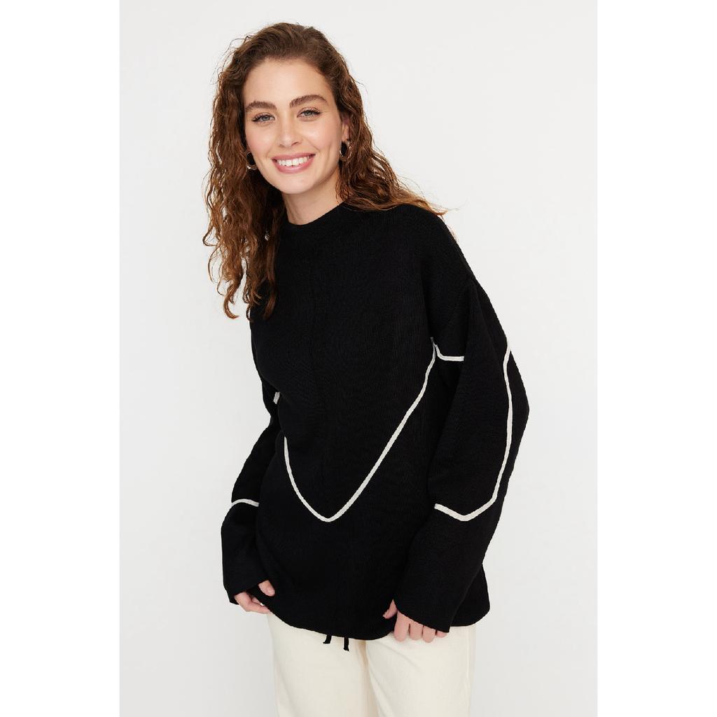 Свитер из трикотажа с полосками цвета экрю и окантовкой Tctaw22ak0002