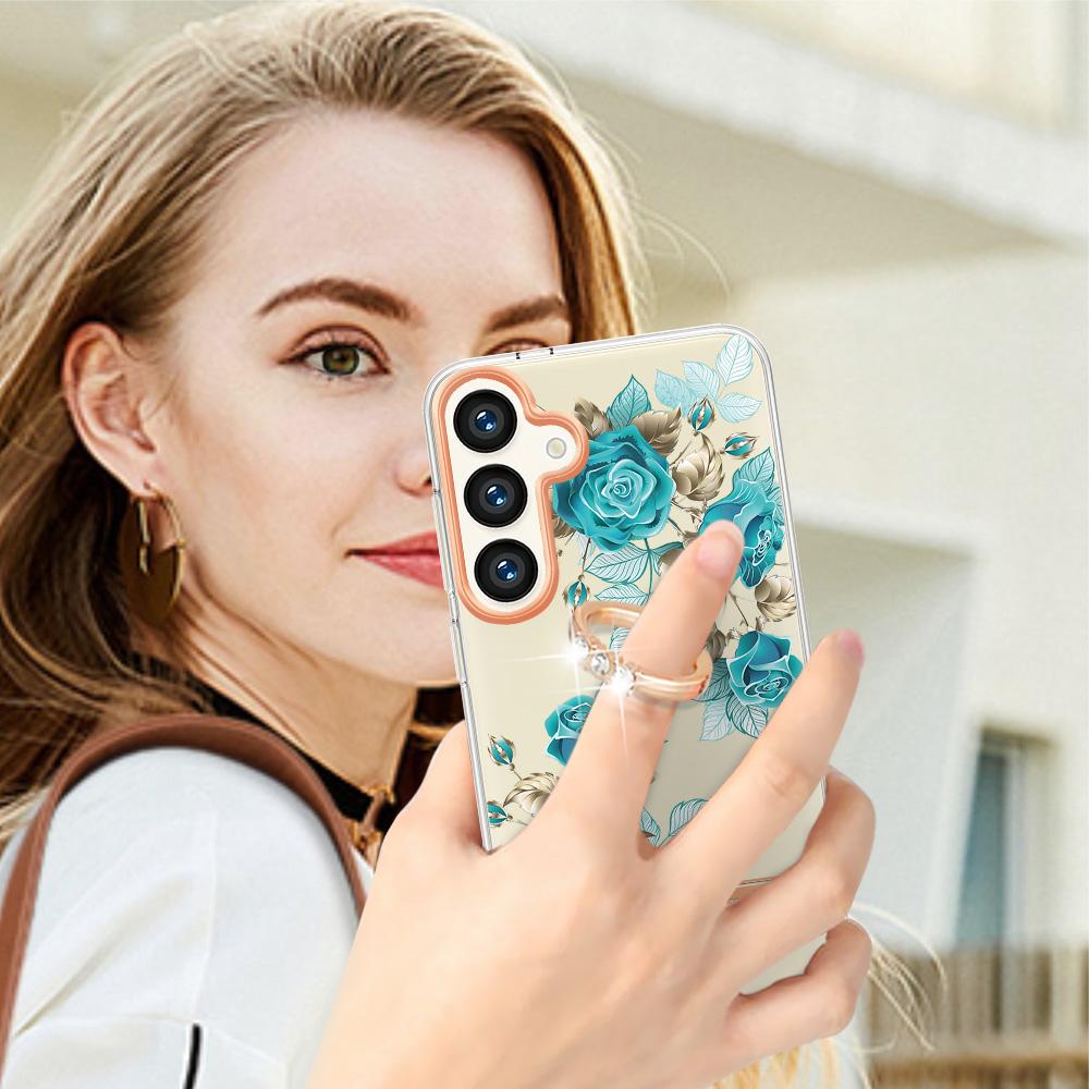 Ремешок со съемной пряжкой «Голубая роза», кольцо против падения или прозрачный чехол с гладким дизайном для Samsung iPhone Xiaomi Redmi Oppo Moto Nokia...