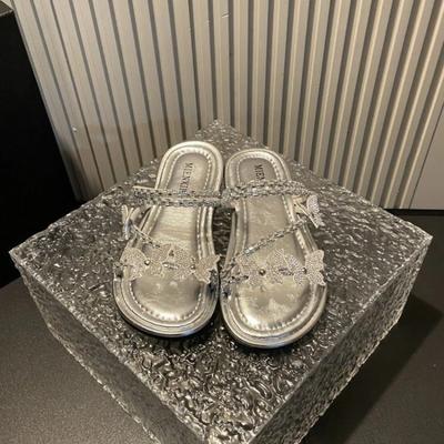 Модные летние женские тапочки на плоской подошве, пляжные, роскошные, резиновые, удобные, плоские сандалии