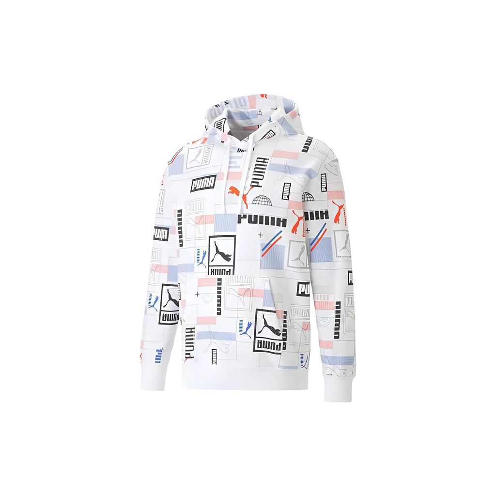 Puma Logo Doodle Hoodie Men Hoodies White 620425-02