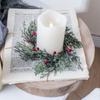 20 см Рождественский венок-подсвечник Ручной работы DIY Имитация сосновой ветки Элегантные венки с красными ягодами для свечей Домашний декор стола для вечеринки