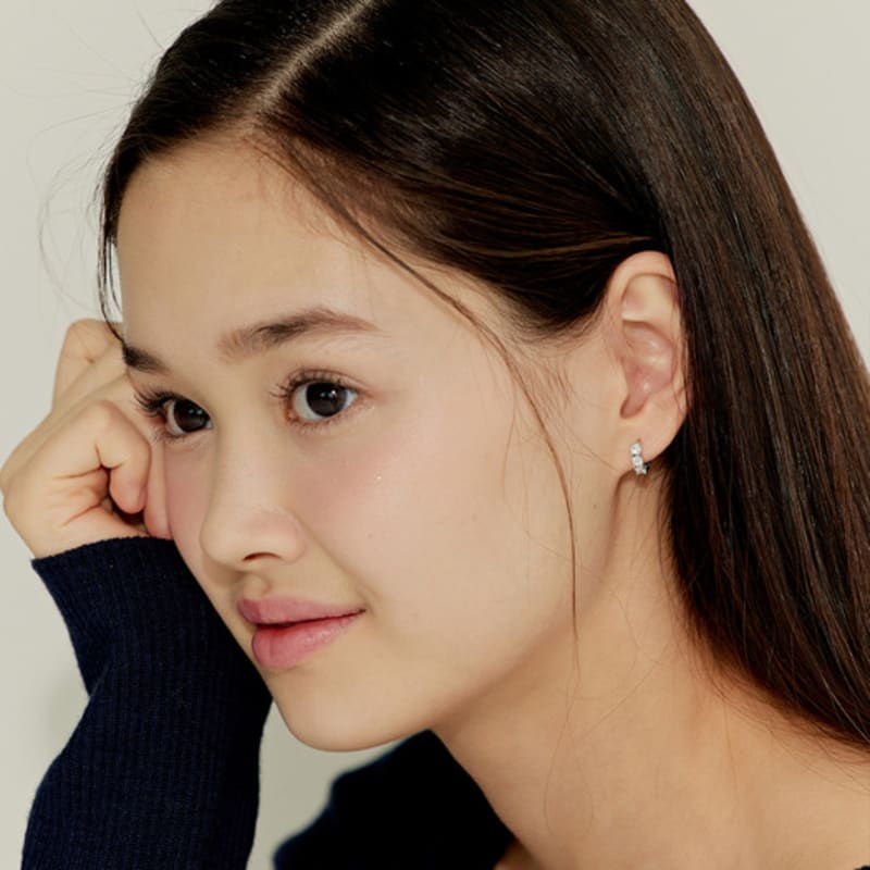 Murmur [925silver]Petit Cubic Hoop Earrings