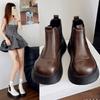 Модная горячо продаваемая обувь на толстой подошве 2025 в британском стиле, ретро, трендовая, крутая, с небольшой платформой, короткие ботинки, модные и универсальные
