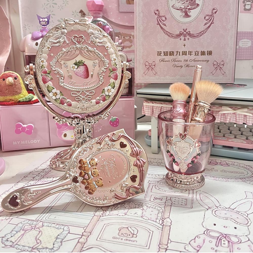 Flower Knows Лимитированная серия к 9-летию Роскошное настольное зеркало с лопаткой-расческой и держателем для кистей Набор для туалетного столика