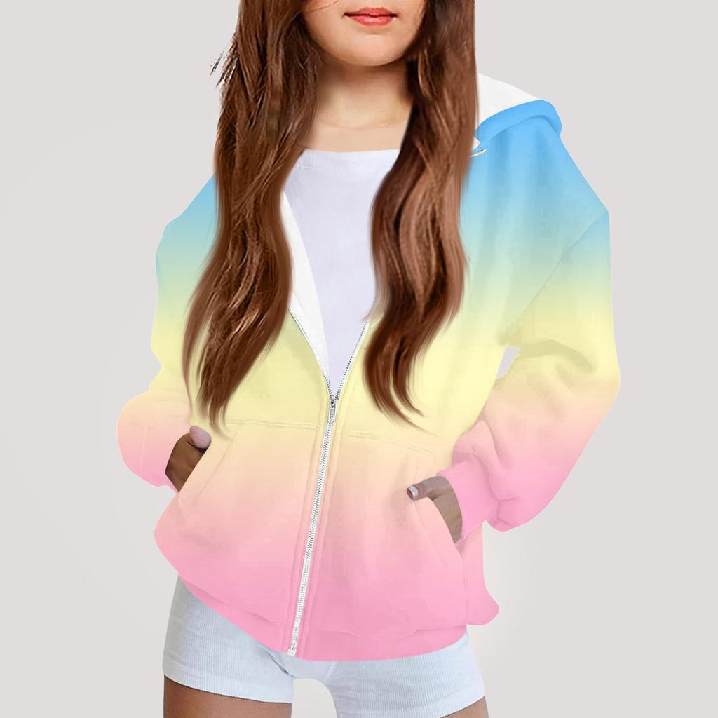 Children's Fashion Printed Long Sleeved Hooded Sweatshirt Girls' Hoodie Jacket