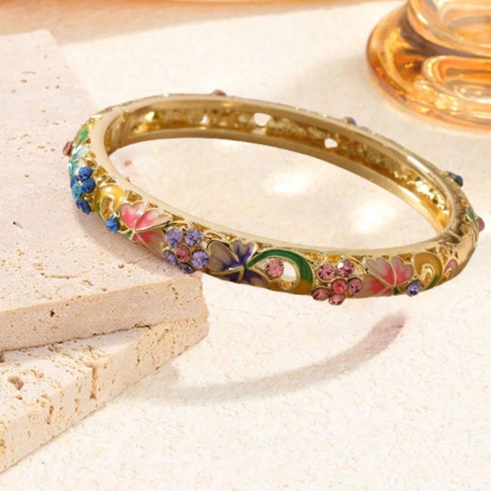 Традиционный ажурный цветочный браслет китайский женский браслет на руку винтажный браслет перегородчатой эмали для девочек