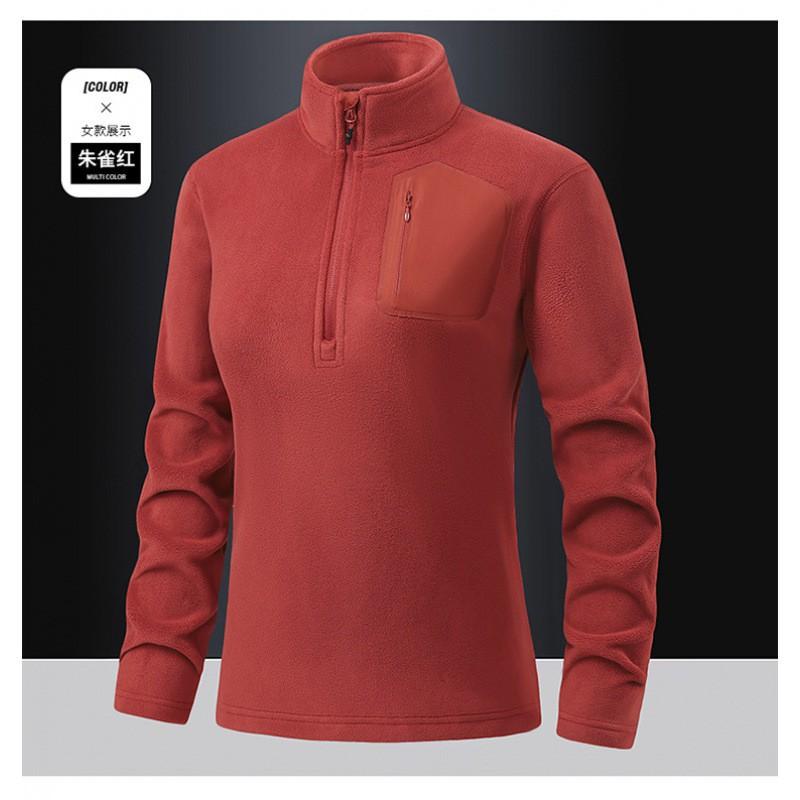Men Women Outdoor Fleece Jacket Stand Collar Warm Sweatshirt Couple Style