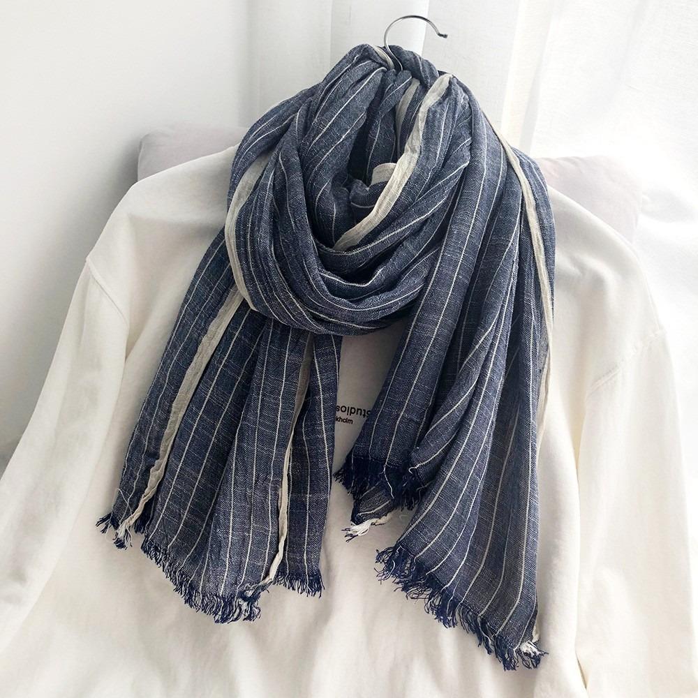 Windproof Winter Cashmere Scarf Thicken Men Scarf Korean Style Striped Pleated Shawl  Winter Autumn