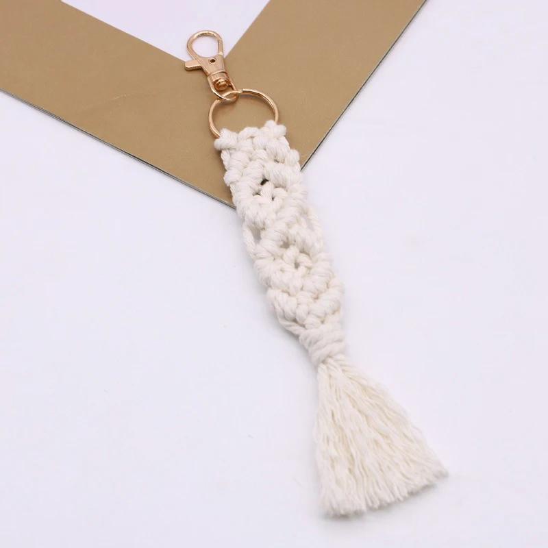 1PC Cotton Rope Handwoven Tassel Keychain Car Key Fob Bag Pendant Handbag Decorations Bag Parts Accessories