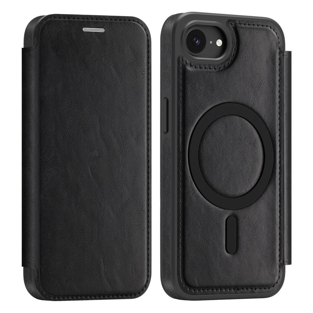Роскошный кожаный кошелек-книжка из ПУ с магнитной застежкой для iPhone 17 16 15 14 13 12 Pro Max 17E 16E Беспроводная зарядка Обложка-кошелек с карманами для карт