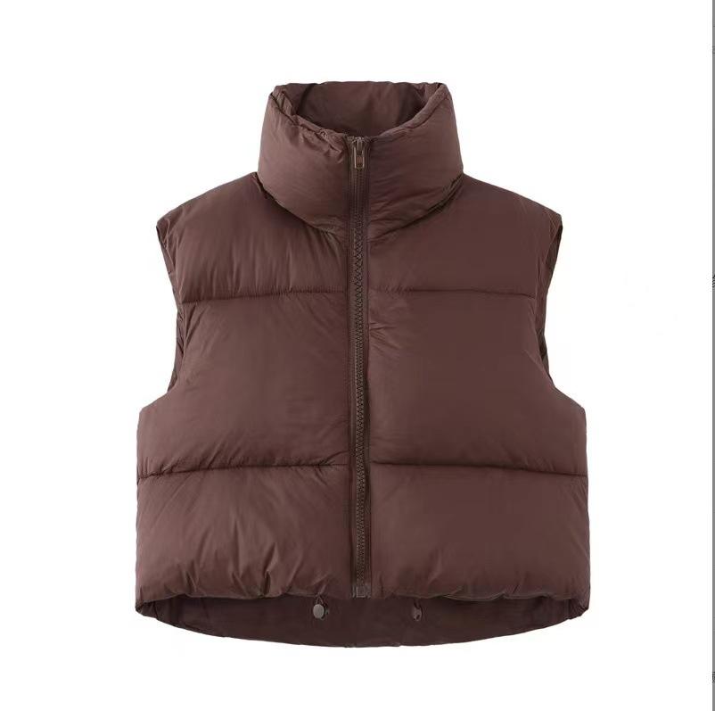 Жилет с воротником-стойкой и завязками на шнурке для женщин, легкая куртка без рукавов с хлопковой подкладкой, короткое теплое пальто, женская стеганая куртка