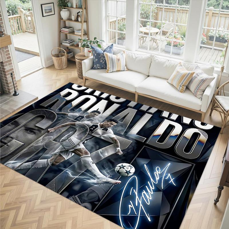 Cristiano Ronaldo Design Crystal Velvet Carpet Cozy Non?Slip Printed Rug For Bedroom Living Room Entrance