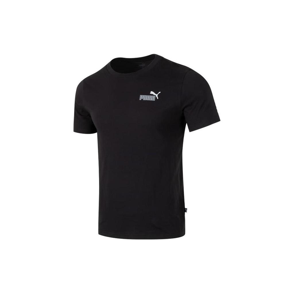 Puma Letter Print Fitness Comfort Breathable Casual Sports Short Sleeve T-Shirt Men Tops Black 682153-01