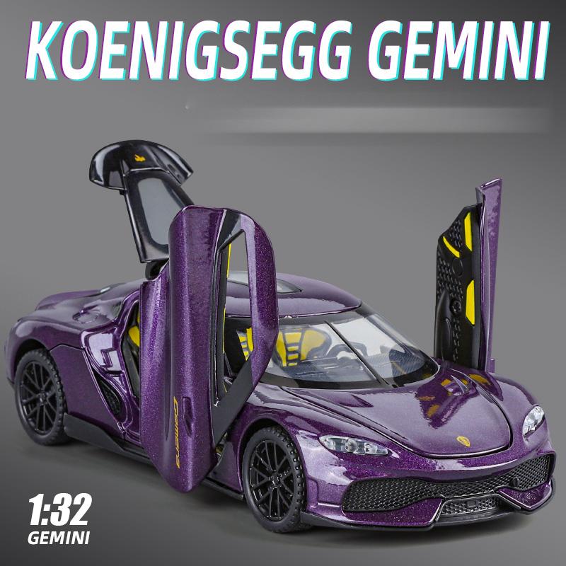 Модель суперкара Koenigsegg Gemini Gt из сплава в масштабе 1/32, Модель-симуляция транспортного средства, Коллекция со звуком и светом, Детская игрушка, Подарки
