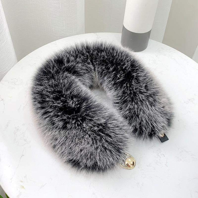 Winter Plush Thickened Warm Imitation Fox Hair Snap Button Scarf Versatile Women's Imitation Fur Scarf