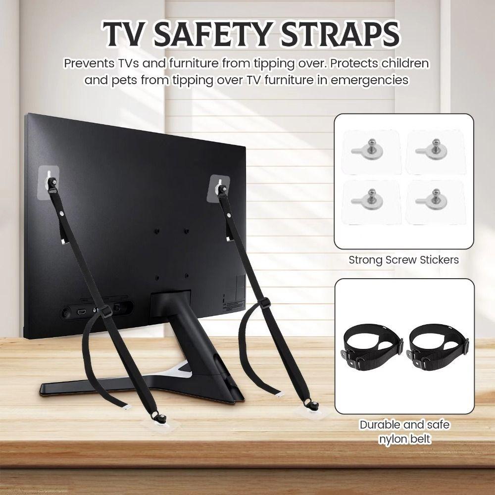 2Pcs Adjustable Furniture Mounting Strap Kit Durable TV Harness for Baby Proofing