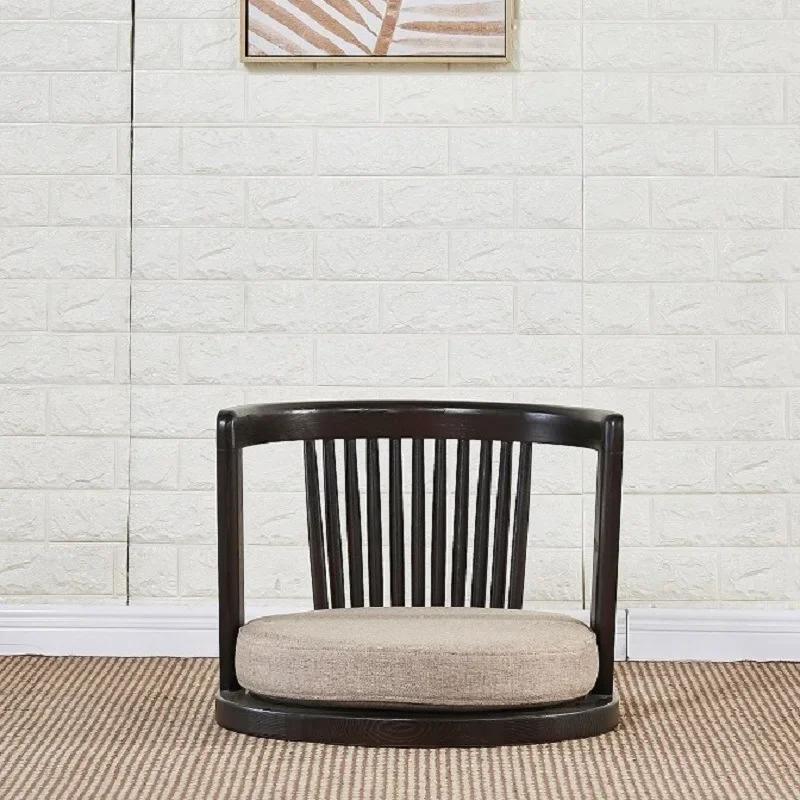 Японское кресло для медитации - с подлокотниками и поддержкой спины, традиционный азиатский напольный стиль татами, кресло из массива ясеня