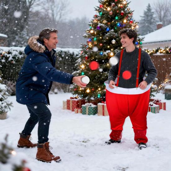 Santa Pants Snowball Fight Game with 20 Balls Red White Snowball Toss Activity Game Families Indoor Outdoor Yard Ball Catching Game