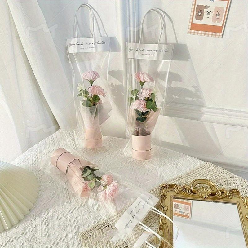 Transparent Plastic Flower Pattern Handbag | Gift Wrapping Supplies for Mother's Day, Weddings, Birthdays, Holiday Gifts