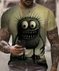 Мужской свитер с рисунком «Монстр в панике», 3D, короткий рукав, круглый вырез, свободная футболка, летняя уличная одежда, футболки, топы, одежда