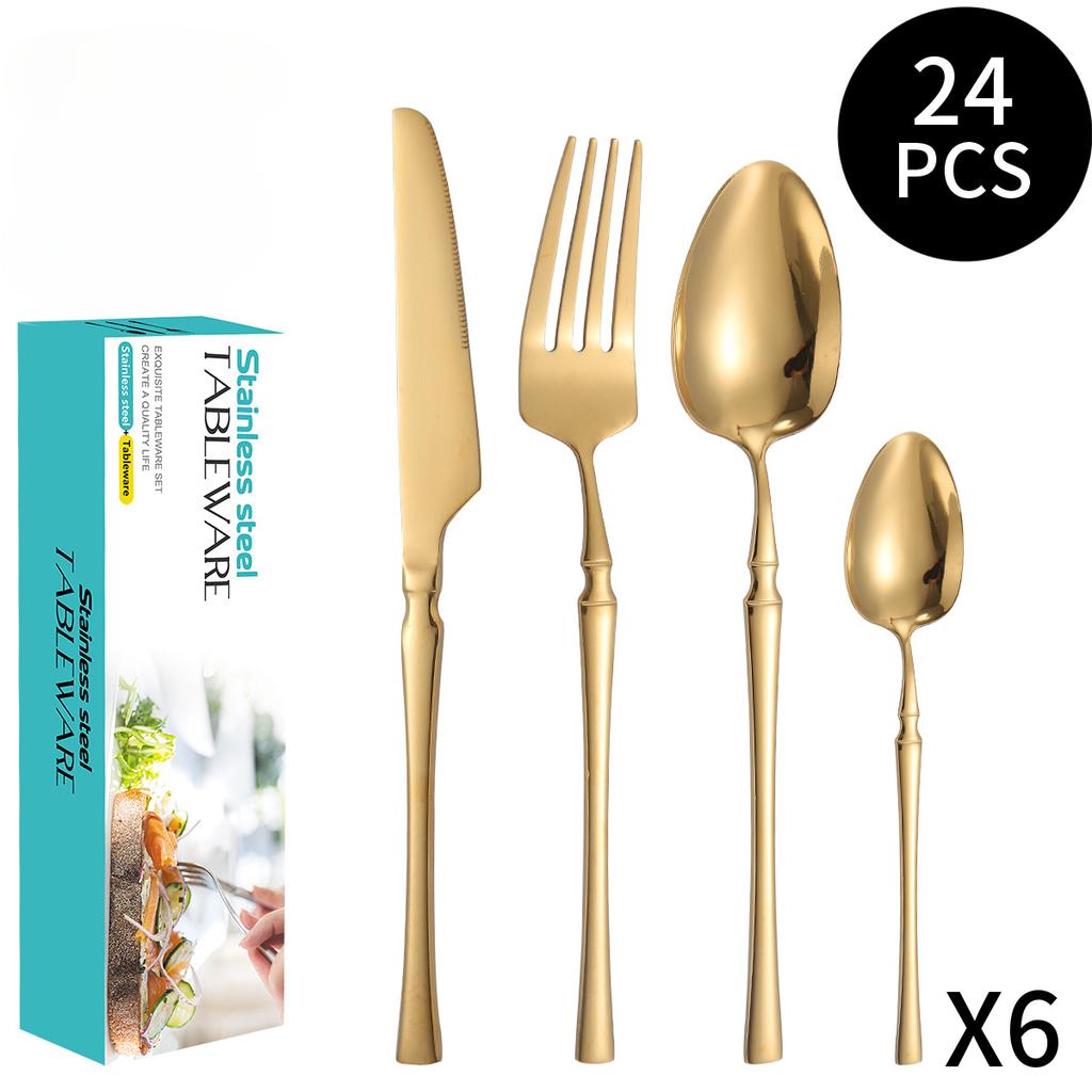 Новая креативная посуда из нержавеющей стали с небольшой талией, костюм из 24 предметов, костюм на 6 человек, костюм для западной еды, нож, вилка и ложка