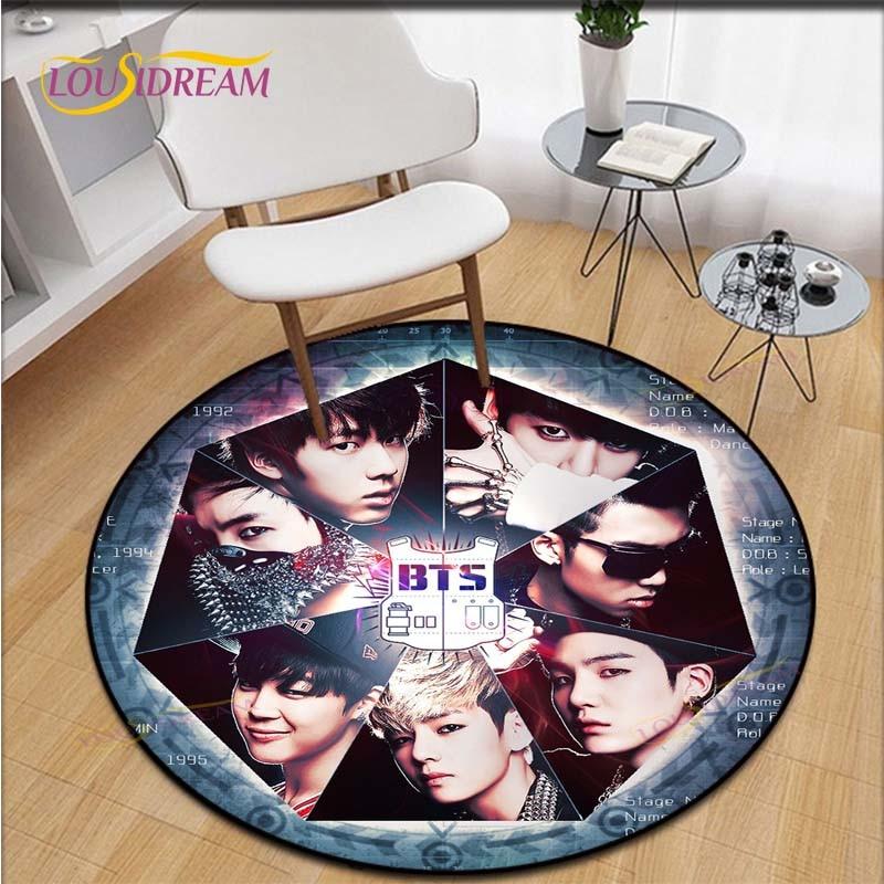 Новейший Kpop Bangtan Boys Круглый детский ковер Простота Новейший узор Детский фланелевый ковер Ковер с отпечатками рук для малыша