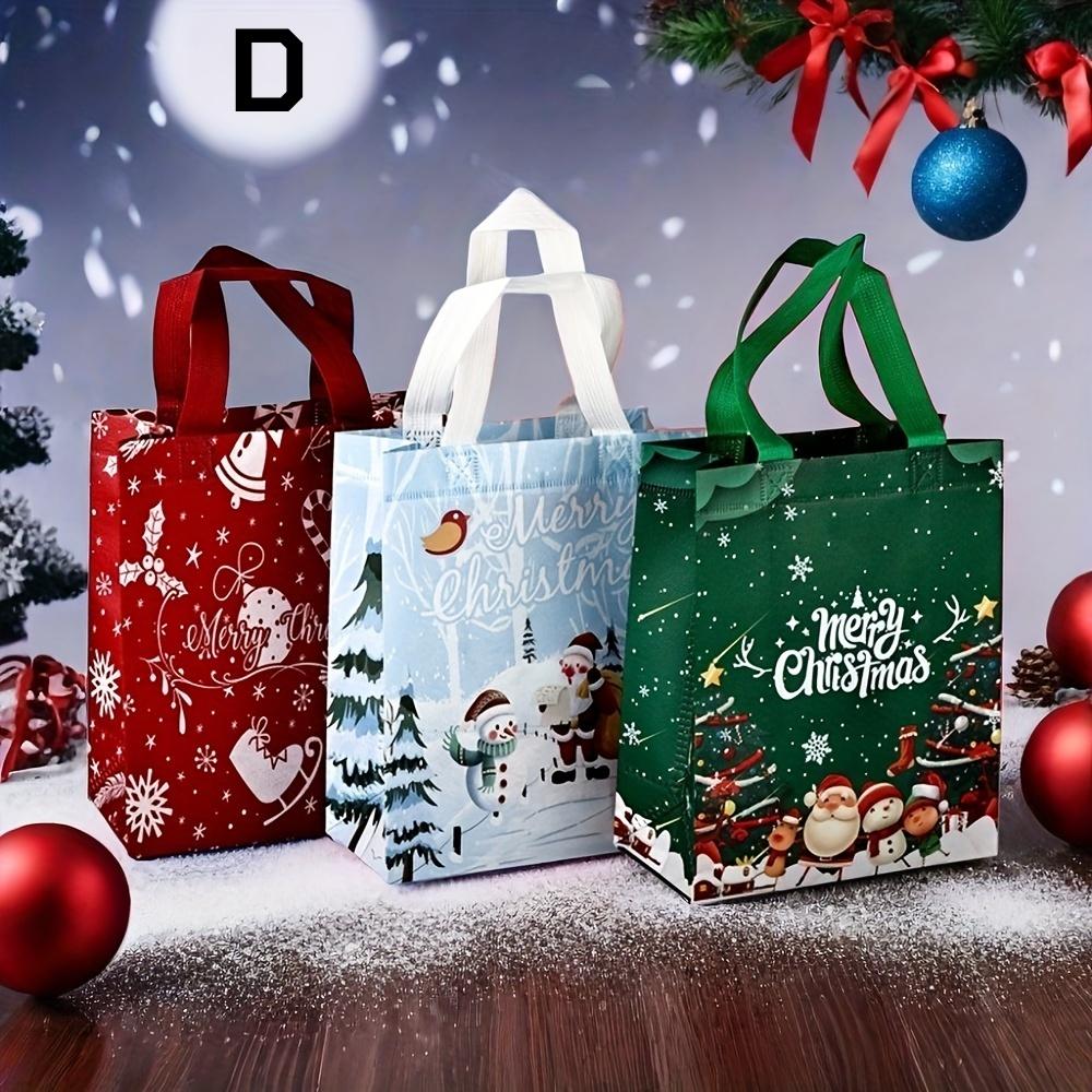 3Pcs Christmas Gift Bags Reusable Non-Woven Tote Bags with Handles Perfect for Gift Wrap, Party Favor Supplies