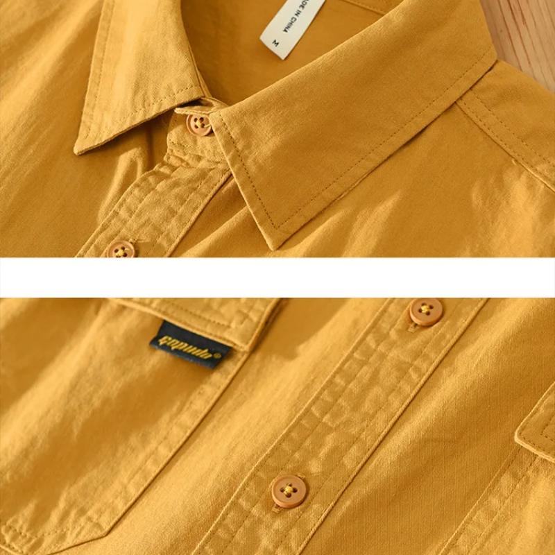 Рубашки-карго в японском стиле для мужчин, летняя рубашка с коротким рукавом, 100% чистый хлопок, повседневные свободные мужские топы, новая модная рубашка с двумя карманами для молодежи