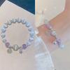 Beaded Bracelet Women Romance Cat Eye Stone Charm Bangle Imitation Moonstone Wrist Chain Jewelry For Girlfriend Gift