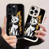 JT222 Милый белый котенок арт для iPhone 17 16 15 Pro Max Samsung S26 S25 Ultra A17 A16 A07 A56 A15 A06 Xiaomi 15T Redmi 15c 14C Мягкий ТПУ чехол