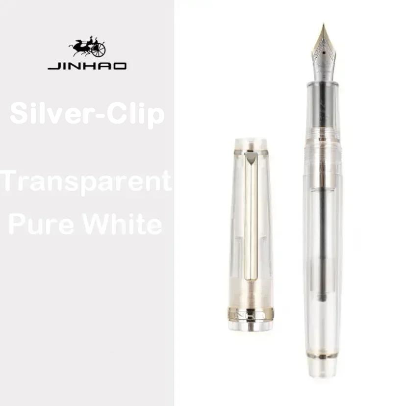 JINHAO 82 Перьевая ручка Золотая отделка Акриловый корпус Серебряный зажим для письма Каллиграфии Подписи Школьные Офисные принадлежности Канцелярские товары