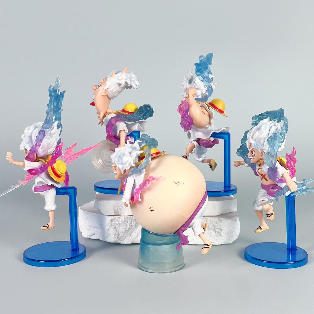 One Piece GK Q-версия Фигурка Ника Луффи Пятая скорость Солнечный Бог Луффи Модель Украшение Настольный пейзаж Коллекция для мальчиков Подарок
