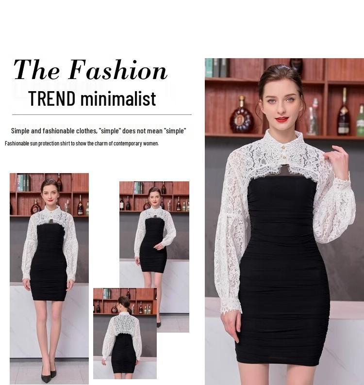 French Retro Fairy Lantern Sleeve Lace Shawl - Women's Summer Sun Protection Outerwear