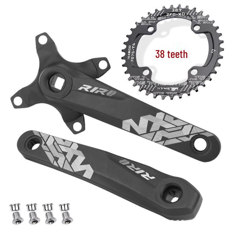 RIRO Mountain Bike Crankset, Square Hole, 10/11-Speed, 104BCD, Positive/Negative Tooth, Single/Double Disc