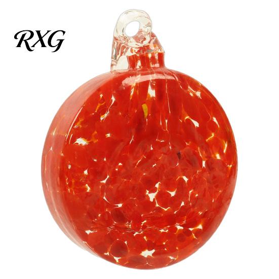 Durable Hanging Ornament for Balcony Hand-Blown Glass Round Disc Ornament, Christmas Tree Decoration with Unique Patterned Hemp Rope Outdoor
