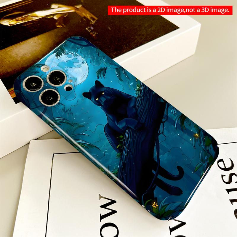 2DFlat Moonlit Panther in Jungle Night All inclusive film hard iPhone case, compatible with iPhone 18 Pro Max 17 16 15 14 13 12 11